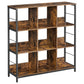 Bookshelf Bookcase Compartments Storage Shelving Rustic Brown Black LLS112B01