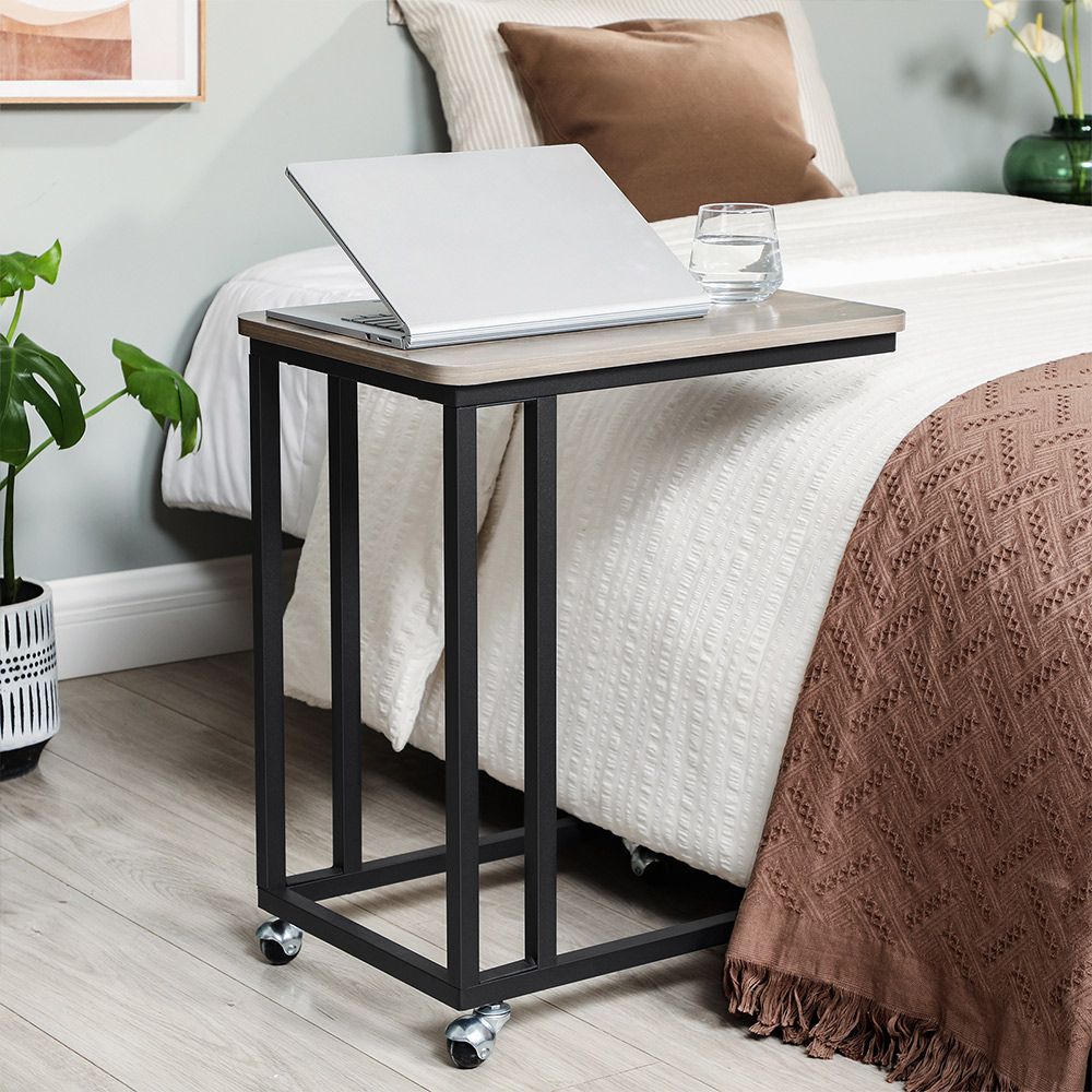 Industrial End Table Sofa Table Side Table Laptop Table with Roller