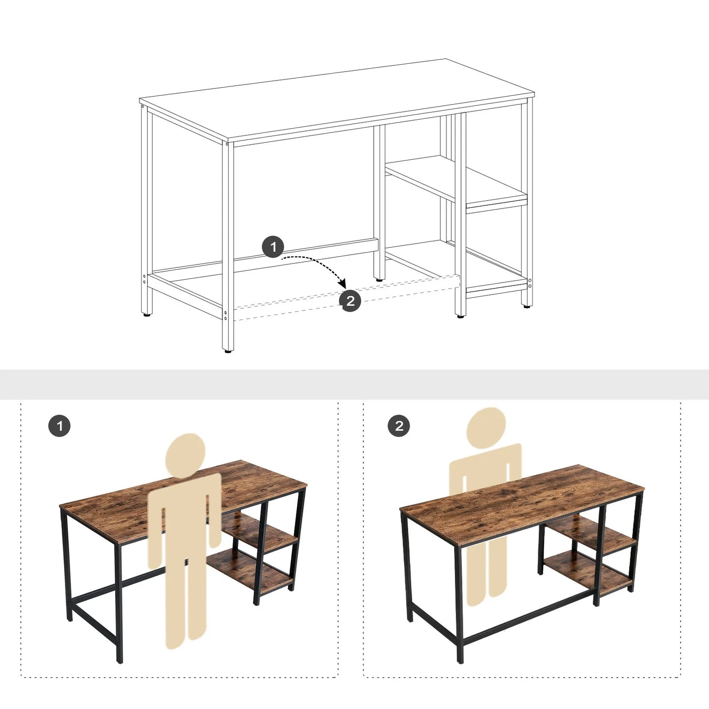 Industrial Style Computer Desk 140 cm