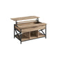 Industrial Style Rustic Brown Lift-Top Coffee Table with Hidden Storage and X-Shaped Bars