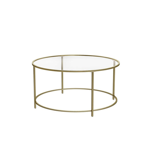 Modern Gold/Black Round Glass Coffee Table