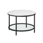 Modern Marble Black Coffee Table with Tempered Glass Shelf