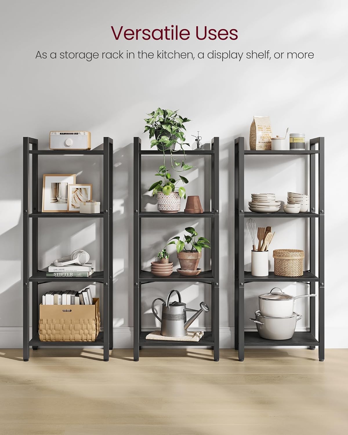 Industrial Style Bookcase, 4 Tier Bookcase, Ladder Shelf