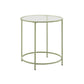 Gold round Side Table, Small Coffee Table, 2-Tier Tempered Glass End Table with Steel Frame