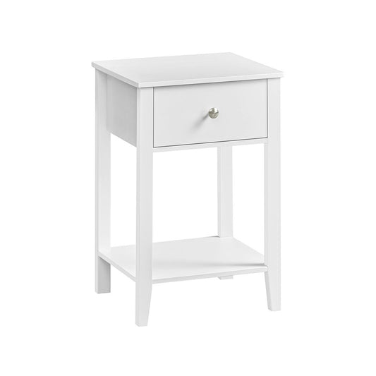 Modern Bamboo Bedside Table, Side Table with Storage Drawer and Open Shelf