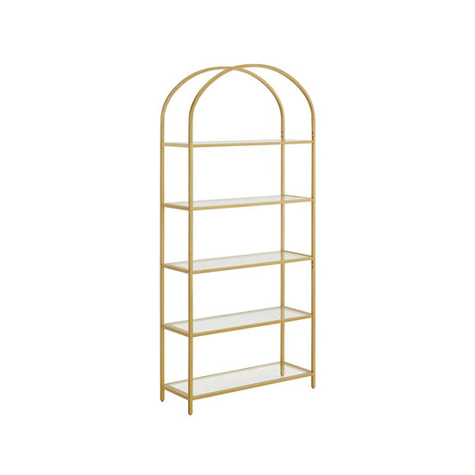 5 Tier Shelf, Tempered Glass Shelving Unit, Arched Design