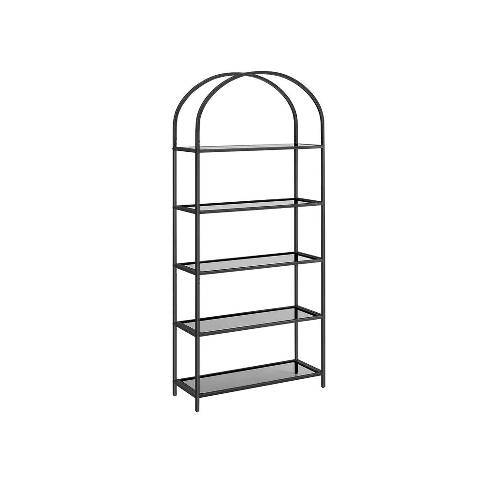 5 Tier Shelf, Tempered Glass Shelving Unit, Arched Design