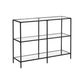 Black Console Table, 3 Shelf Coffee Table, Tempered Glass Shelf