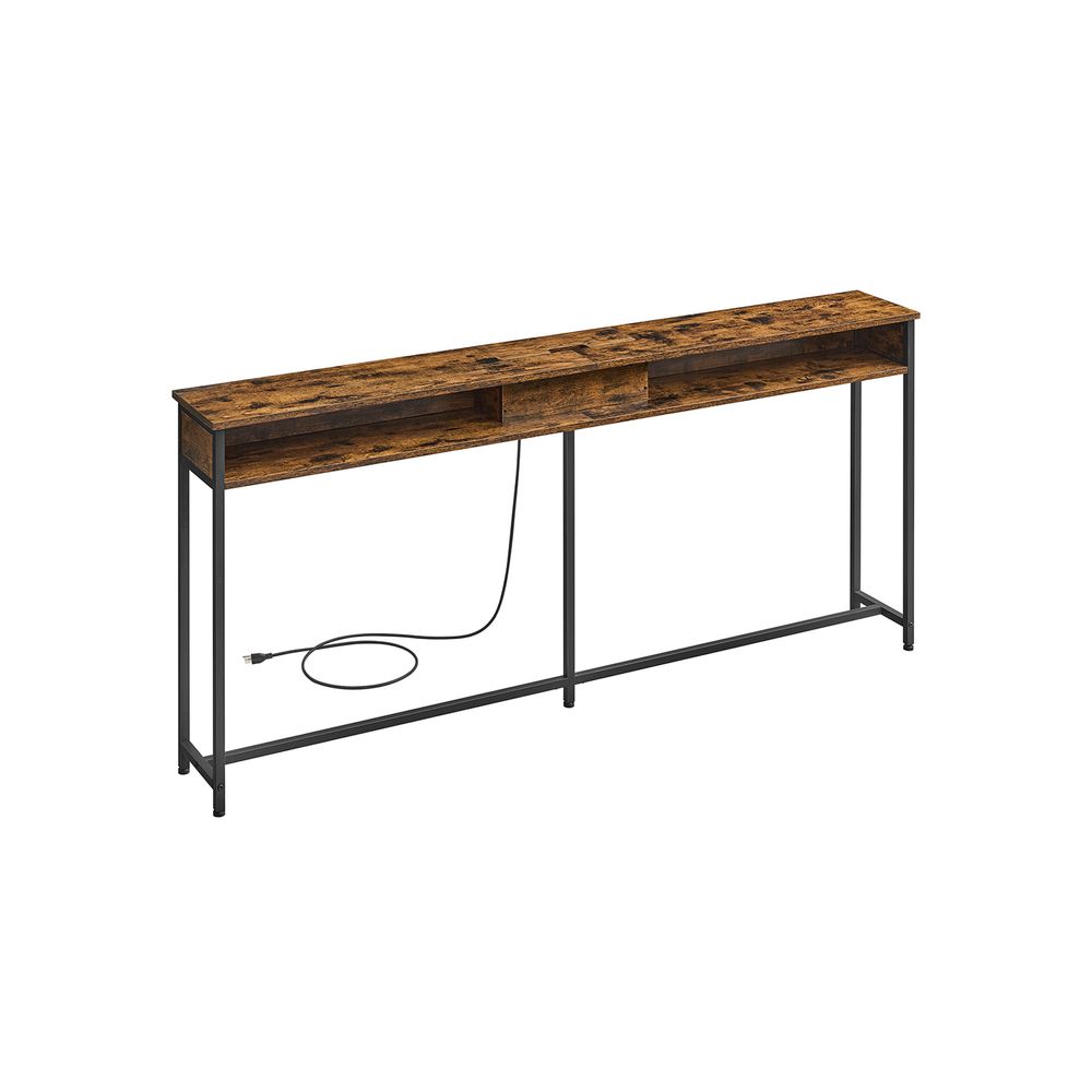 Industrial Style Console Table with Charging Station