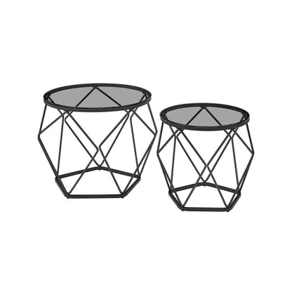 Round Coffee Tables, Set of 2 Side Tables, Modern Style, Removable Tabletop