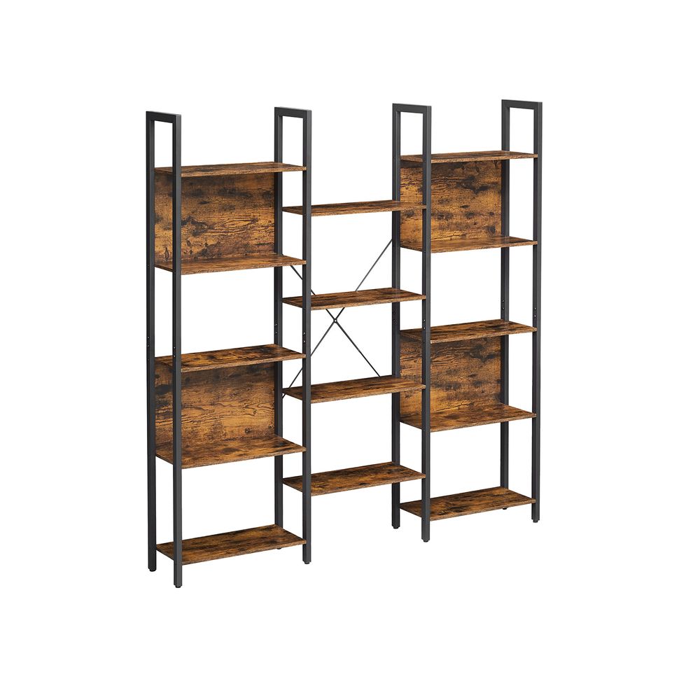 Industrial Style Bookshelf with 14 Shelves