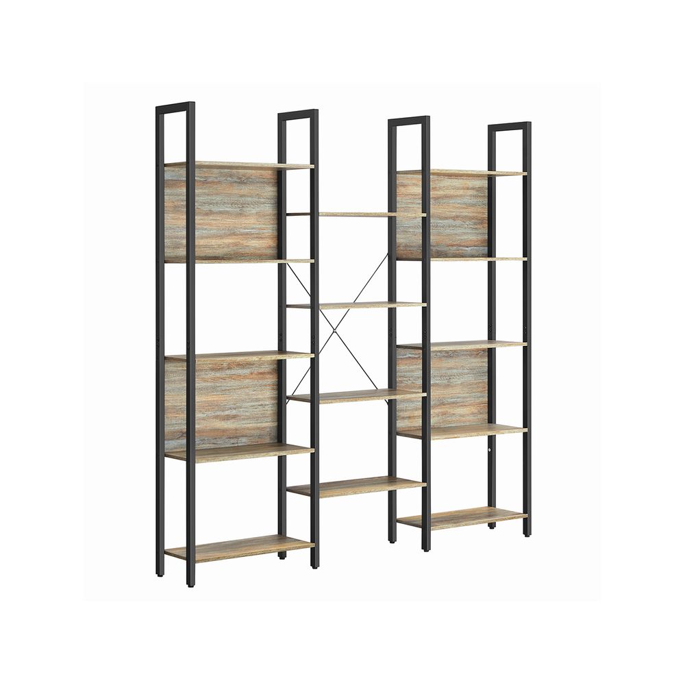 Industrial Style Bookshelf with 14 Shelves