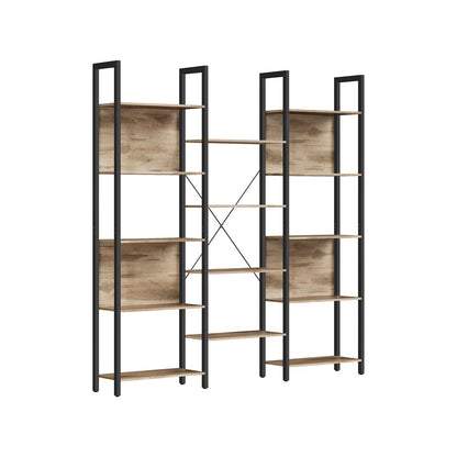 Industrial Style Bookshelf with 14 Shelves