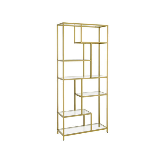 Modern Gold and Black Bookshelf, 6-Tier Tall Plant Stand