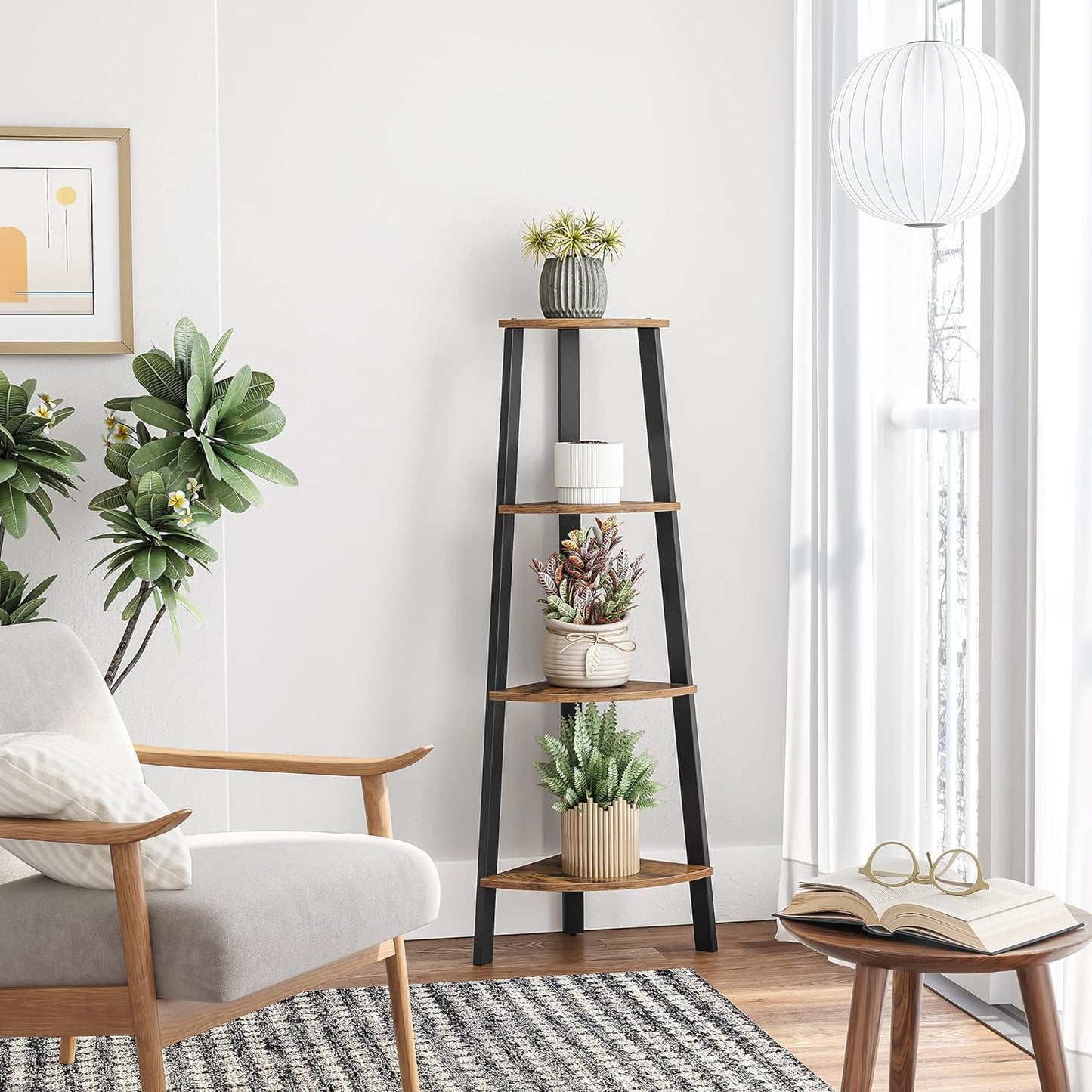 Industrial Style 4 Tier Corner Shelf