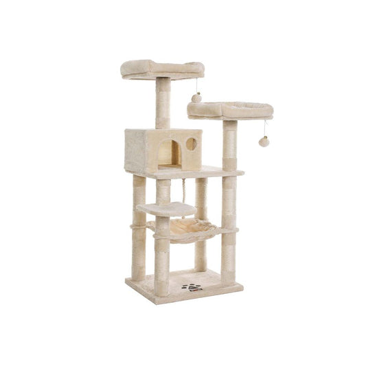 Cat Tree, Stable Cat Tower, 2 Plush Perches, 143Cm