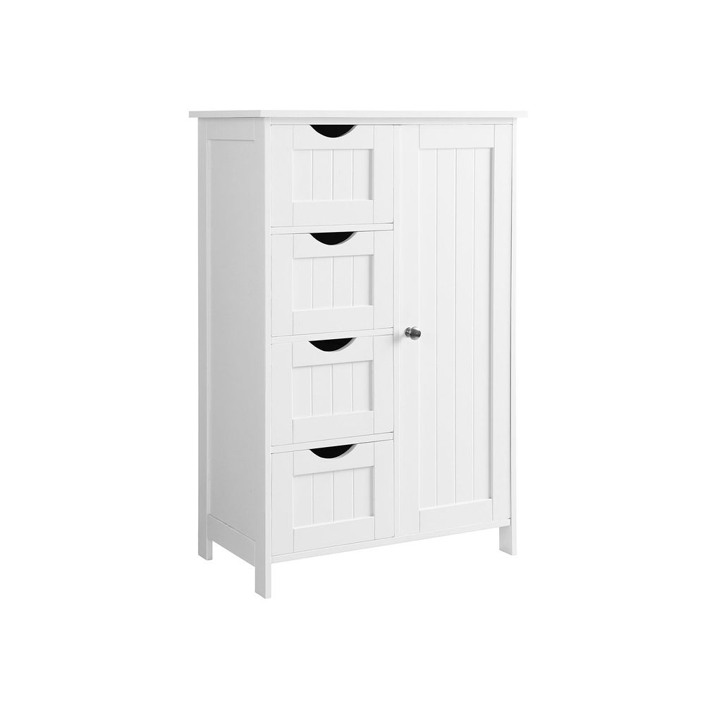 Modern Bathroom Floor Storage Cabinet, Wooden Storage Unit with 4 Drawers