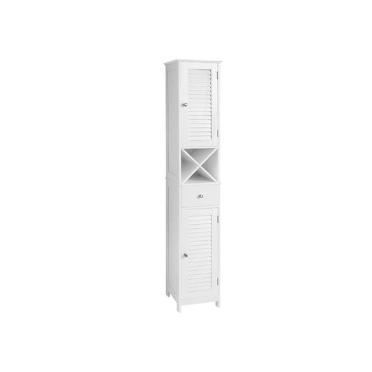 Bathroom Column Storage Cabinet Tall Cabinet with Louvered Doors