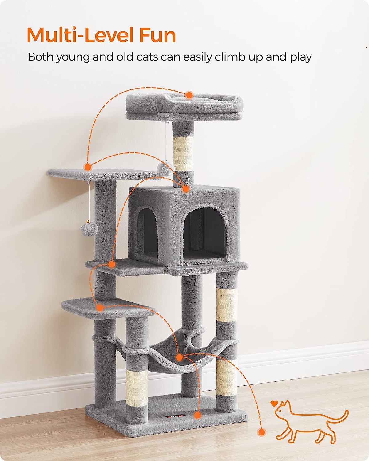 Cat Tree, Cat Condo with Hammock, 112 Cm-143 cm