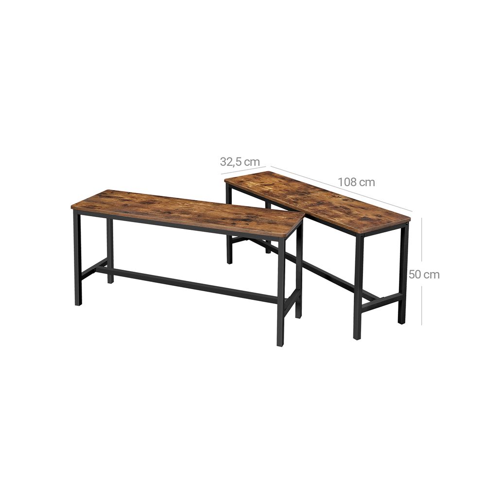 Industrial Style Set Of 2 Indoor Benches