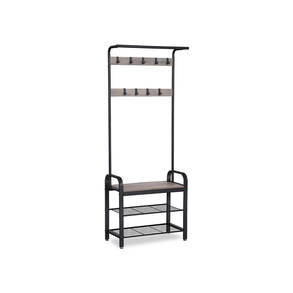 Industrial Coat Rack with Bench for Entryway