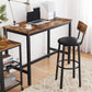 Industrial Style PU Upholstered Set of 2 Bar Stools