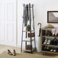 Vintage Coat Rack, Industrial Coat Stand with 3 Shelves, Ladder Shelf