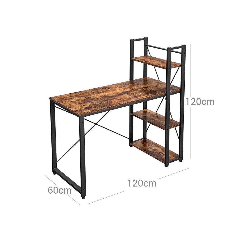 Industrial Style Computer Desk with Storage Shelves on  Left or Right