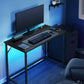 Industrial Style Computer Desk with LED Lights and Built-In Power Outlets