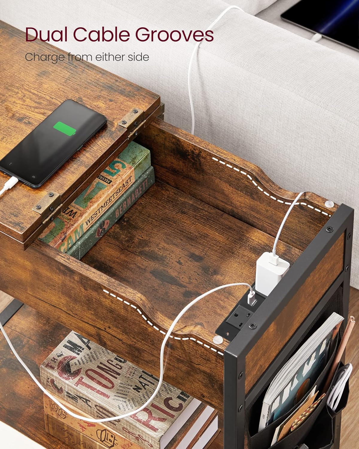 Side Table with Charging Station