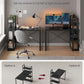 Industrial Style Computer Desk with Storage Shelves on  Left or Right