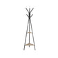 Vintage Hall Tree Coat Tree Coat Rack Stand, Free Standing, 2 Shelves