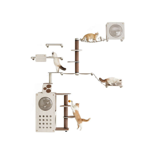 Clickat Planet - Cat Wall Furniture, Set of 10, Cat Tree, Scratching Post