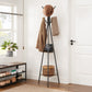 Vintage Hall Tree Coat Tree Coat Rack Stand, Free Standing, 2 Shelves