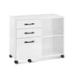 3-Drawer File Cabinet Mobile Lateral Filing Cabinet Open Compartments