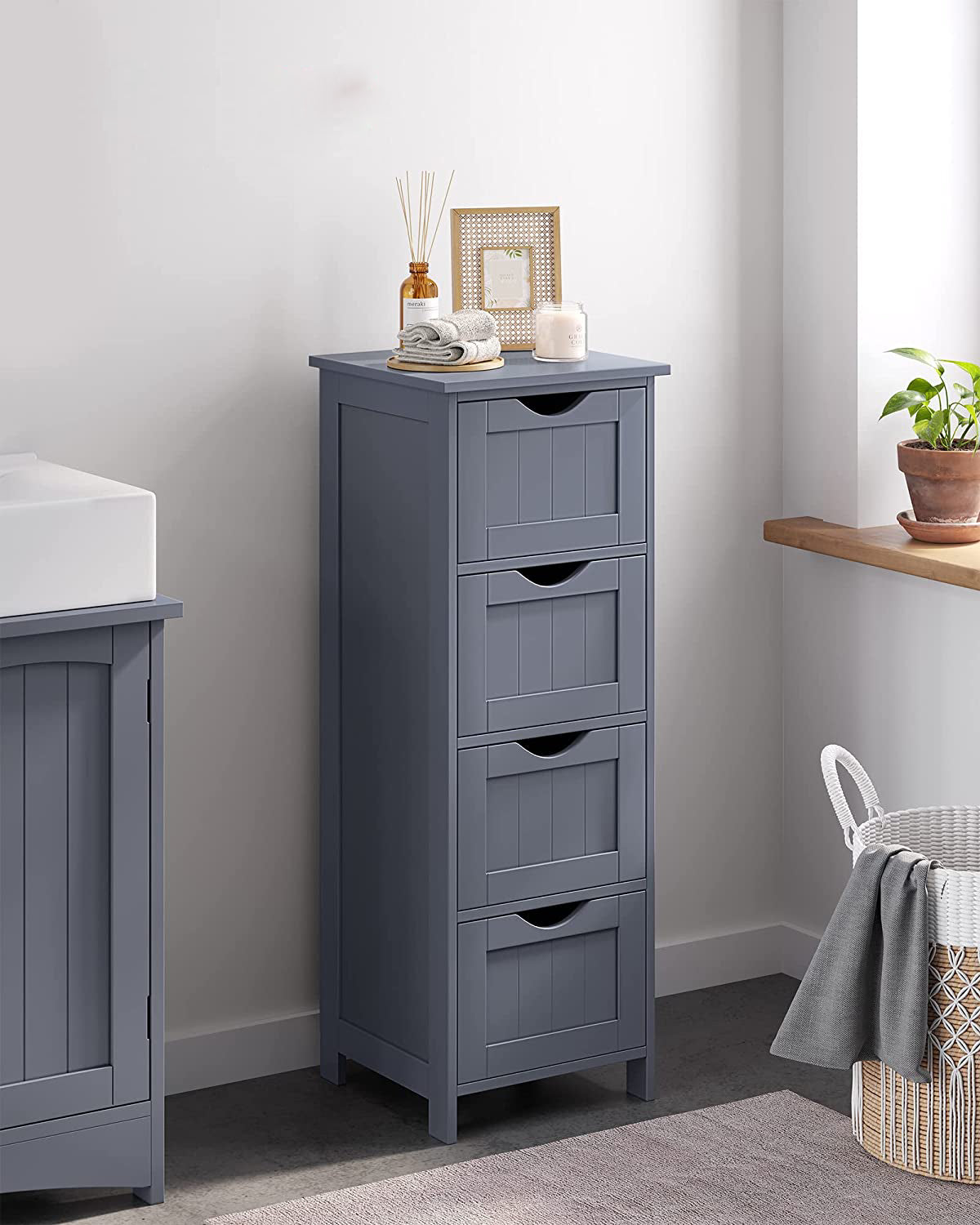 Bathroom Floor Storage Cabinet, Bathroom Storage with 4 Drawers