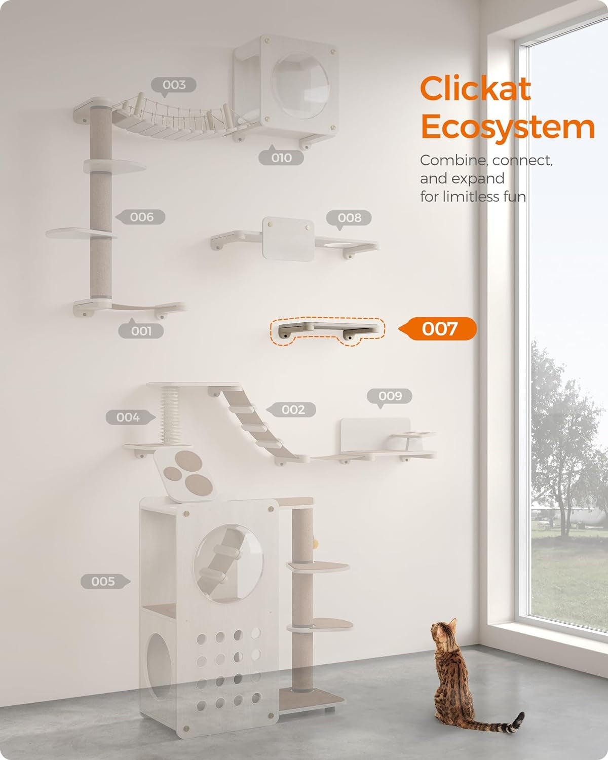 Clickat Cat Shelf Wall-Mounted, Cat Wall Shelf for Indoor Cats