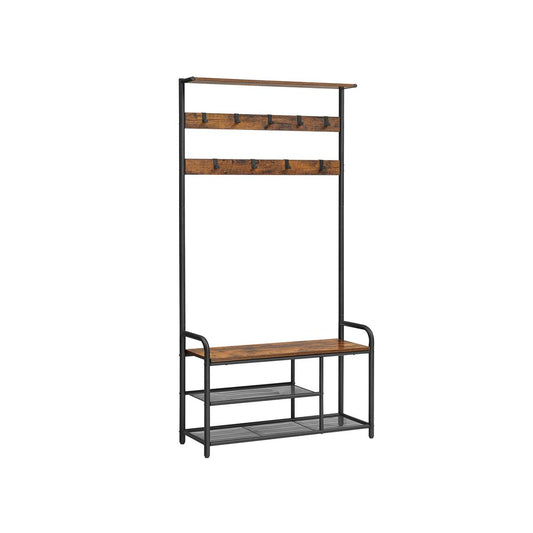 Industrial Style Coat Stand Rack, Coat and Shoe Storage Hallway