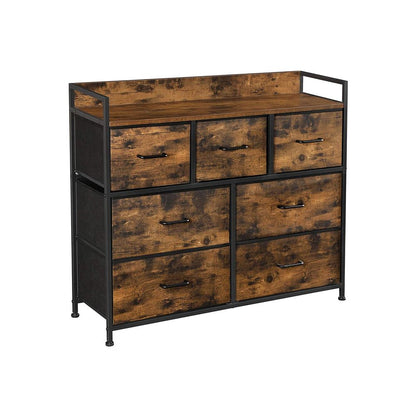 Industrial Style Chest of Drawers, Bedroom Cabinet, 7 Fabric Drawers