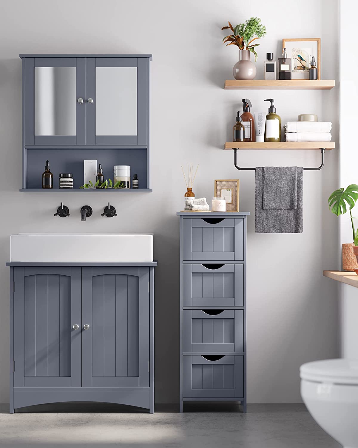 Bathroom Floor Storage Cabinet, Bathroom Storage with 4 Drawers