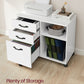 3-Drawer File Cabinet Mobile Lateral Filing Cabinet Open Compartments