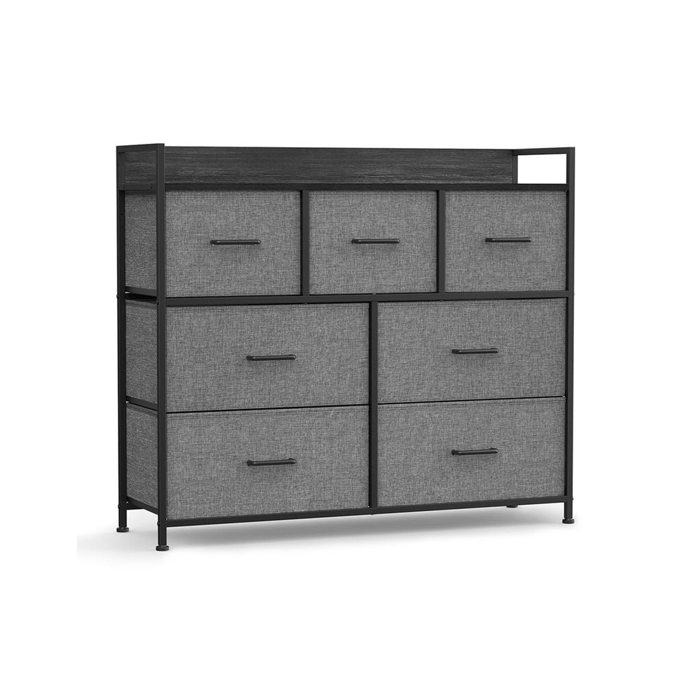 Industrial Style Chest of Drawers, Bedroom Cabinet, 7 Fabric Drawers