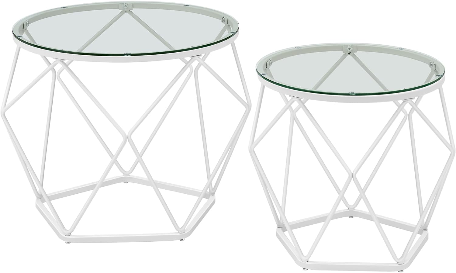 Round Coffee Tables, Set of 2 Side Tables, Modern Style, Removable Tabletop