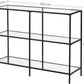 Black Console Table, 3 Shelf Coffee Table, Tempered Glass Shelf, 100 X 30 X 73 Cm, Steel Frame, Contemporary for Hallway Living Room, Black