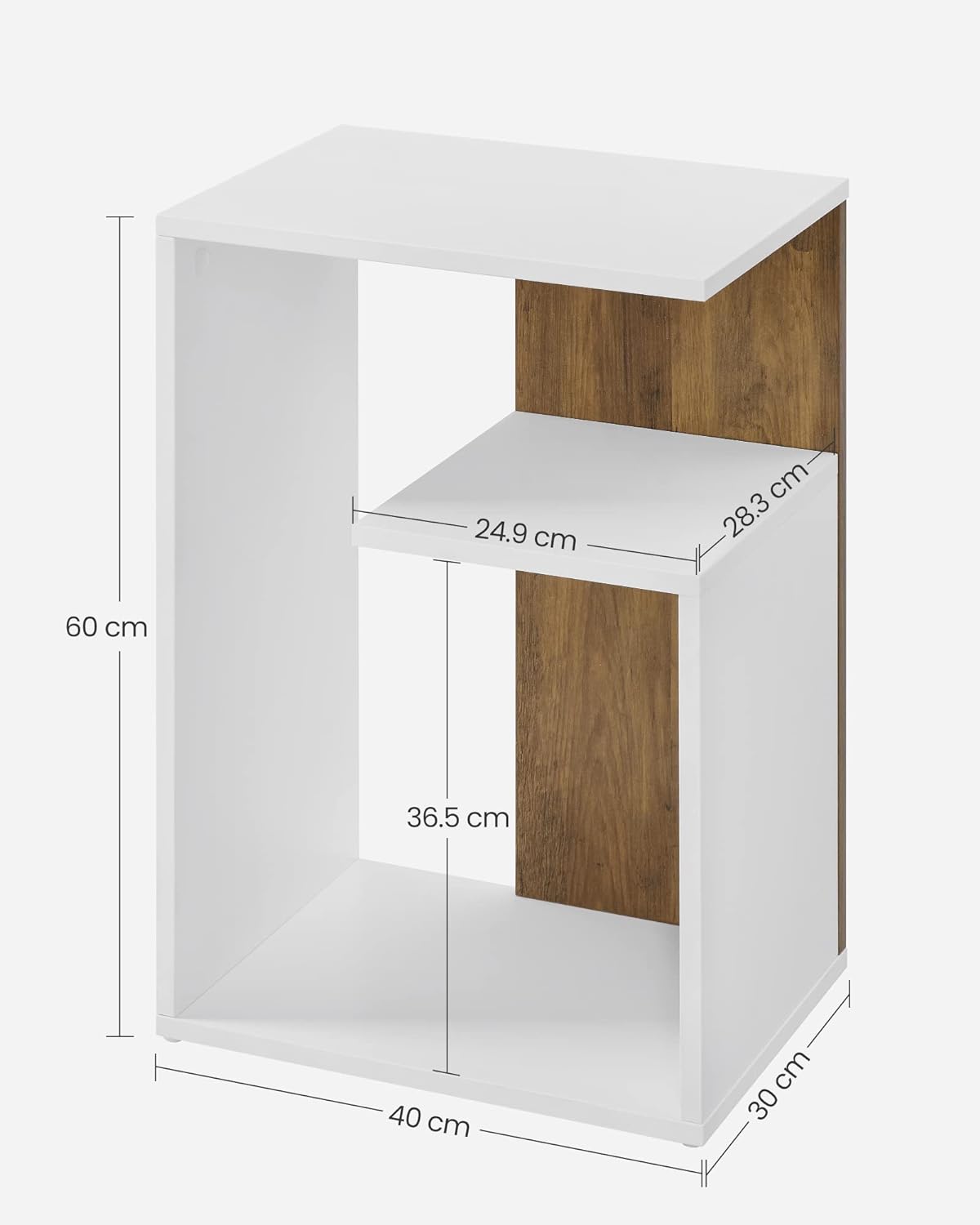 Modern Side Table, Bedside Table, Open Storage