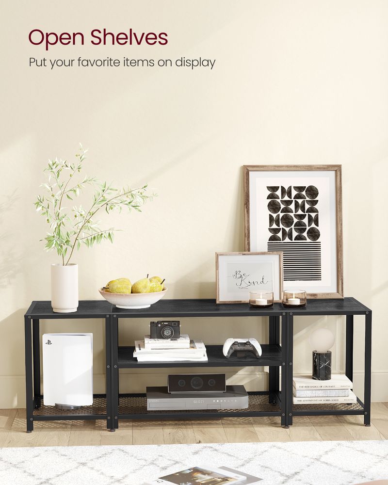 3-Tier TV Stand TV Unit with Open Storage Shelves