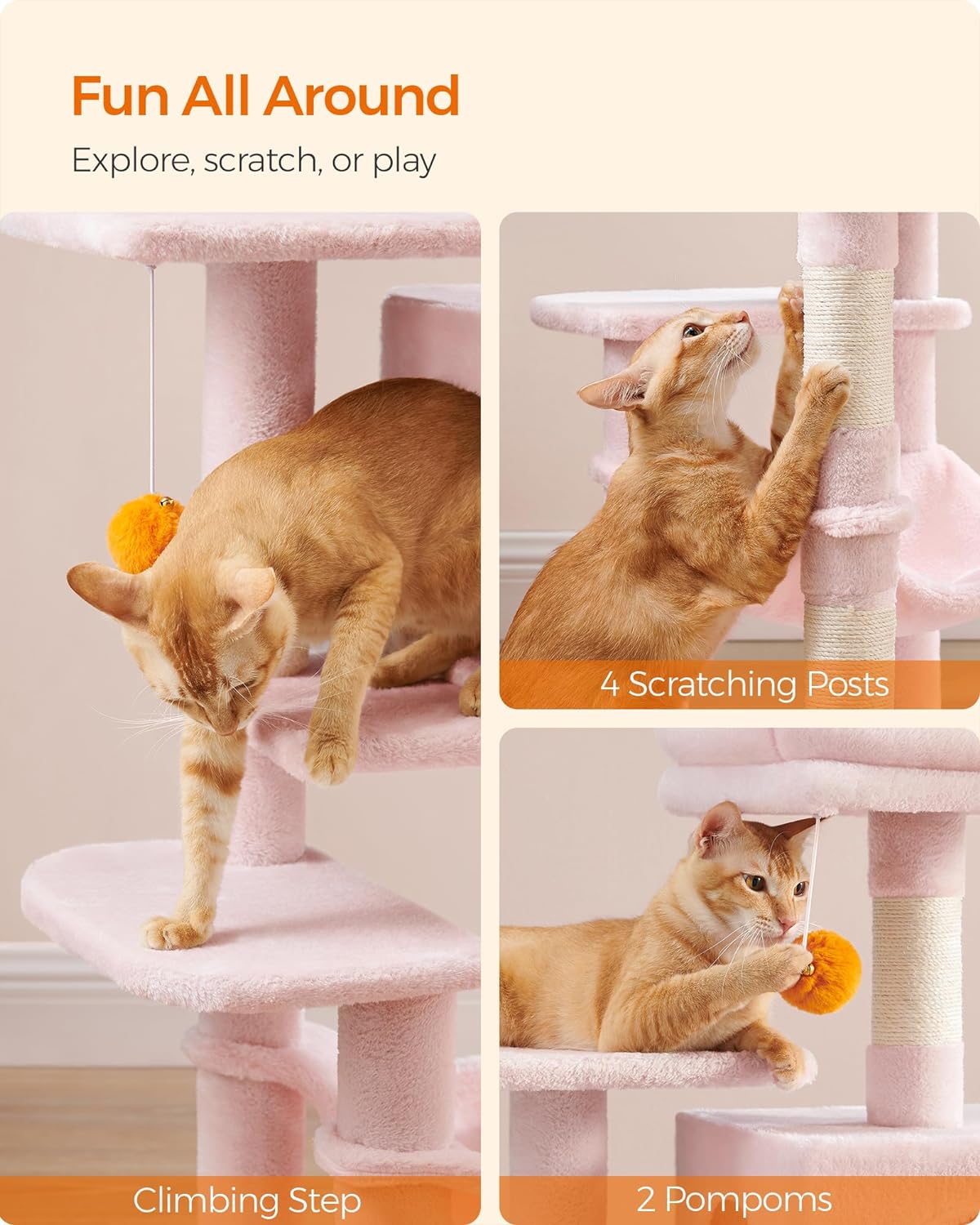 Cat Tree, Cat Condo with Hammock, 112 Cm-143 cm