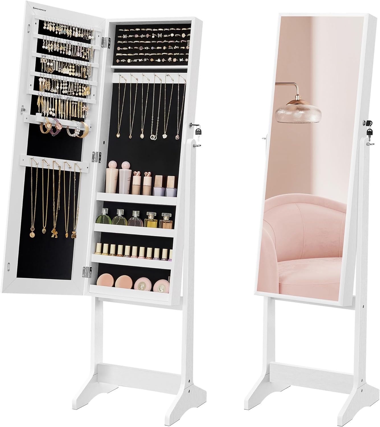 Modern Mirror Jewellery Cabinet Armoire