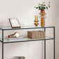 Black 2 Storage Shelf Console Table, Entrance Table, Sofa End, Tempered Glass Table Top