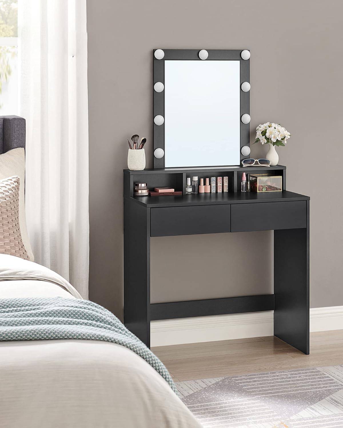 Dressing Table, LED Lights with Adjustable Brightness